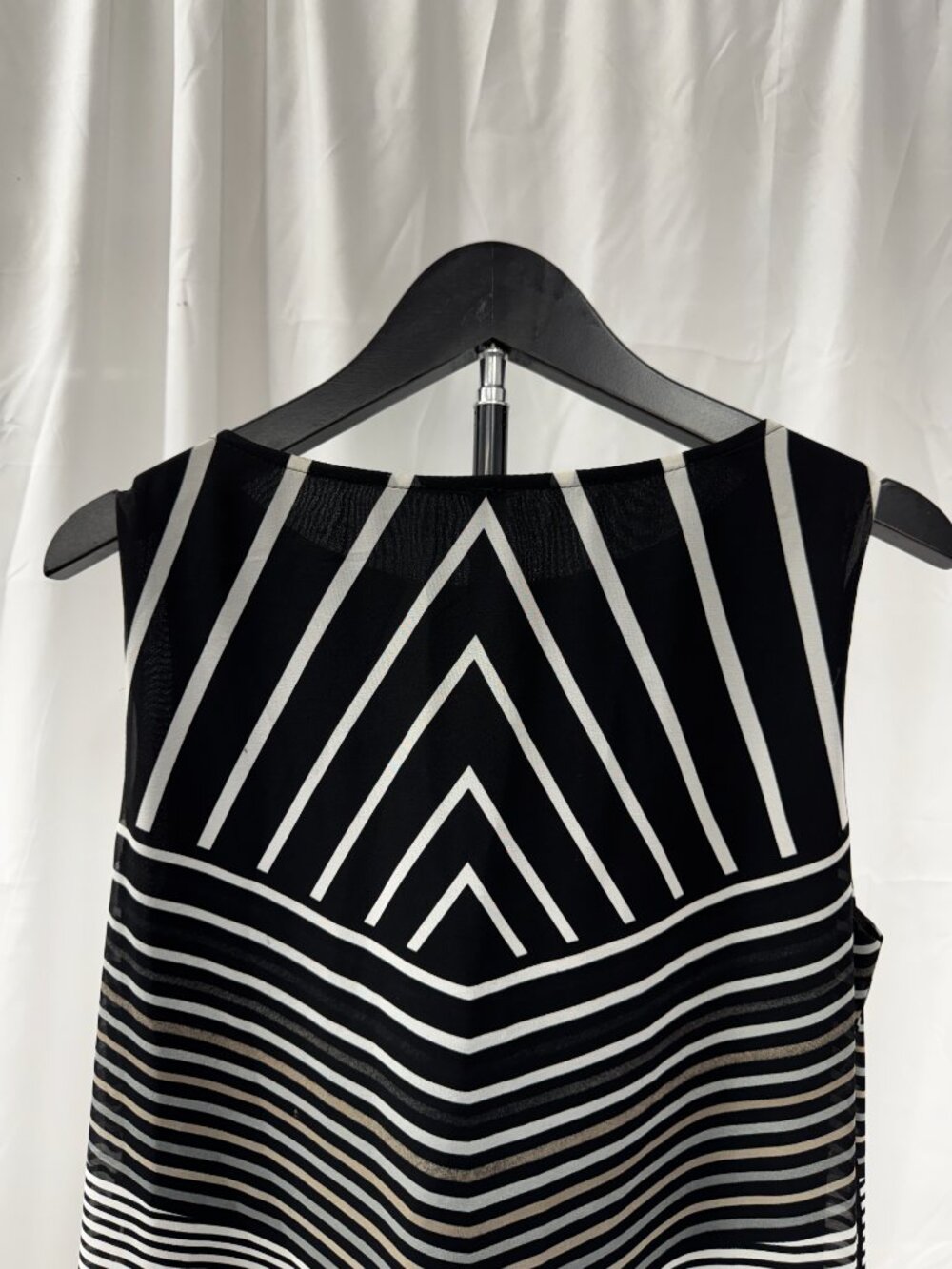 IC by Connie K Striped Asymmetric Sleeveless Dress Black White Sz S - Picture 8 of 13